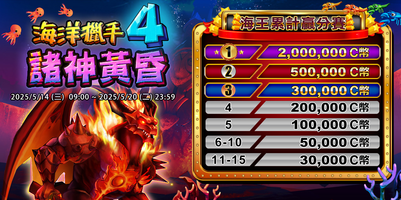 「 海洋獵手 4 」海王累計贏分賽