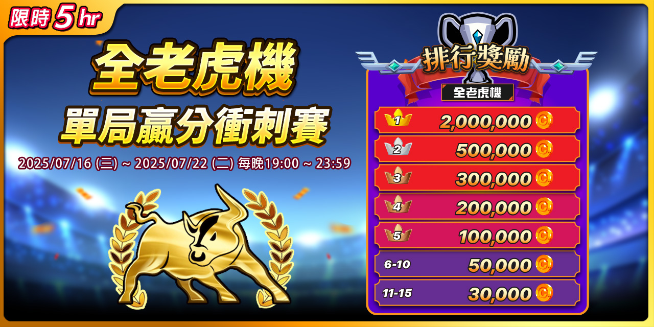 天天 「 百萬獎金 」 贏分衝刺賽