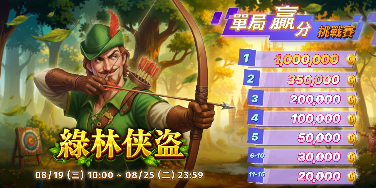 「 綠林俠盜 」 單局贏分挑戰賽